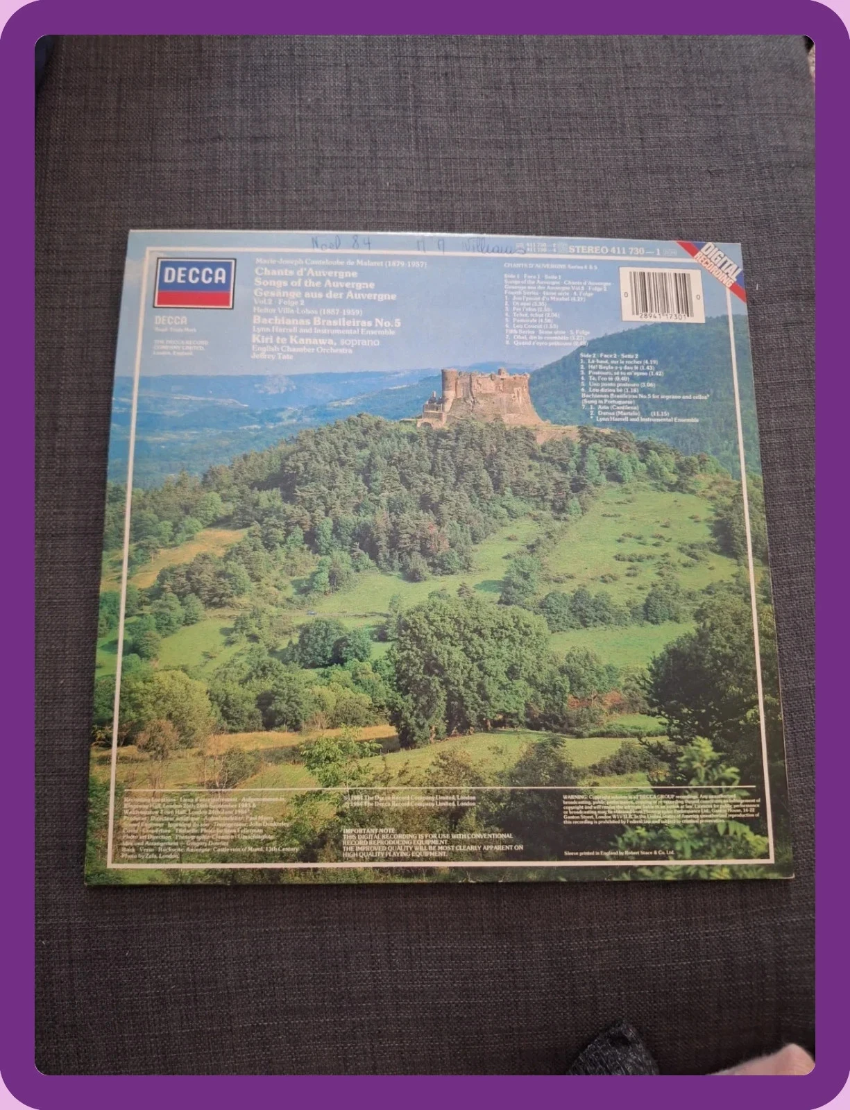 Vinyl 33T Kiri Te Kanawa Chants d Auvergne Vol 2 Decca 1984 – photo 2